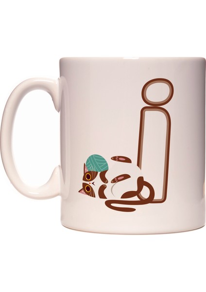 I Harfi Yaramaz Kedi Baş Harf Tasarımlı Kahve Kupa Bardak