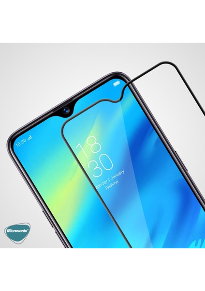 Realme 5i Tam Kaplayan Temperli Cam Ekran Koruyucu Siyah