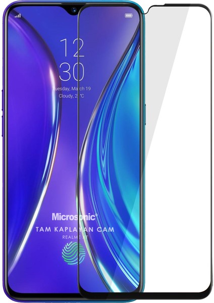 Realme Xt Tam Kaplayan Temperli Cam Ekran Koruyucu Siyah