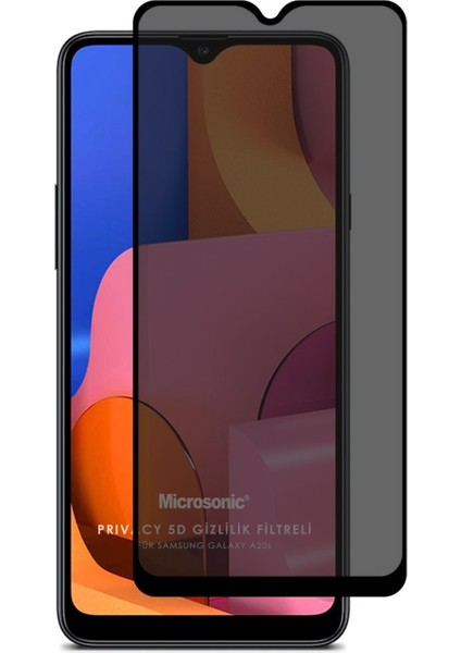 Samsung Galaxy A20S Privacy 5d Gizlilik Filtreli Cam Ekran Koruyucu Siyah