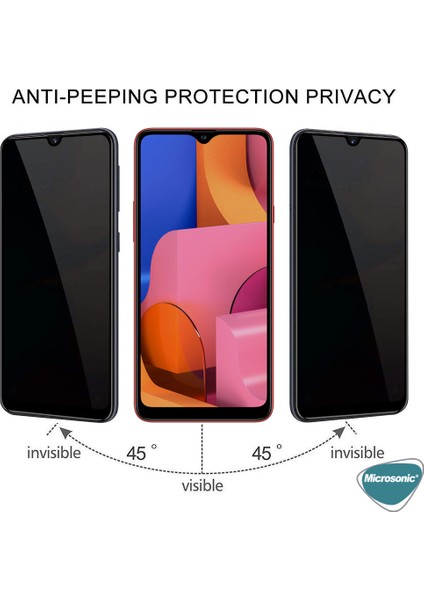 Samsung Galaxy A20S Privacy 5d Gizlilik Filtreli Cam Ekran Koruyucu Siyah
