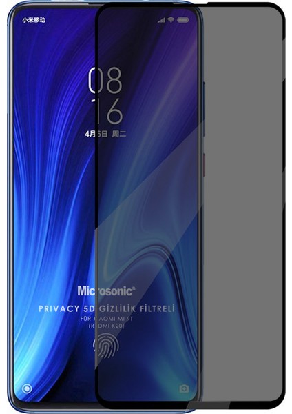 Xiaomi Redmi K20 Privacy 5d Gizlilik Filtreli Cam Ekran Koruyucu Siyah