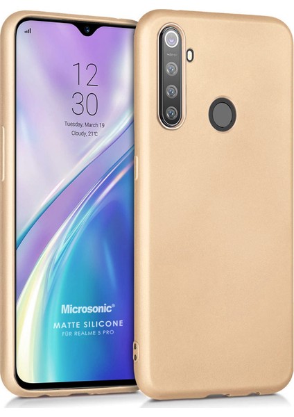 Matte Silicone Realme 5 Pro Kılıf Gold