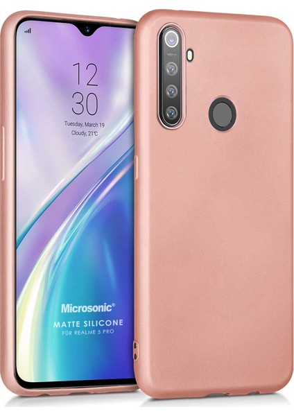 Matte Silicone Realme 5 Pro Kılıf Rose Gold