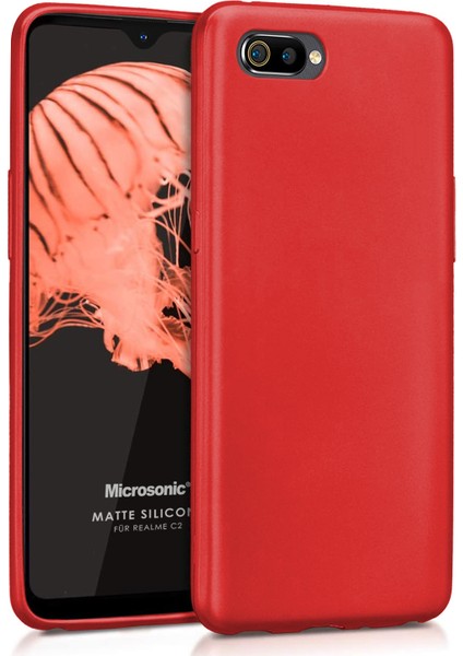 Matte Silicone Realme C2 Kılıf Kırmızı