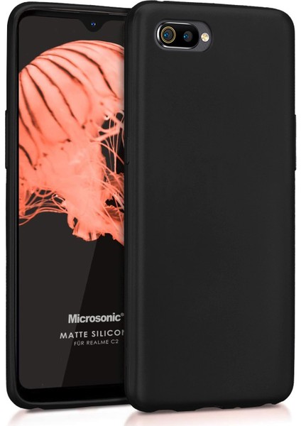 Matte Silicone Realme C2 Kılıf Siyah