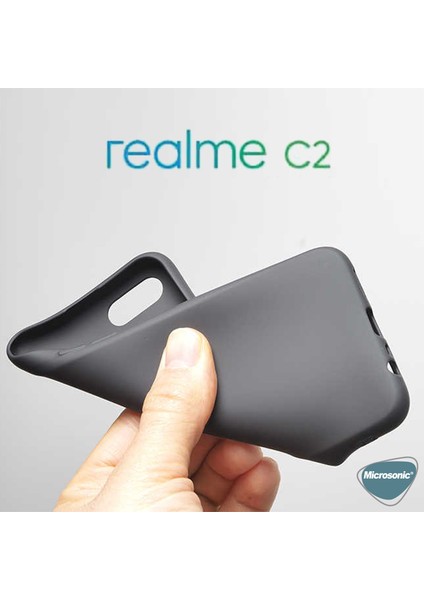 Matte Silicone Realme C2 Kılıf Siyah