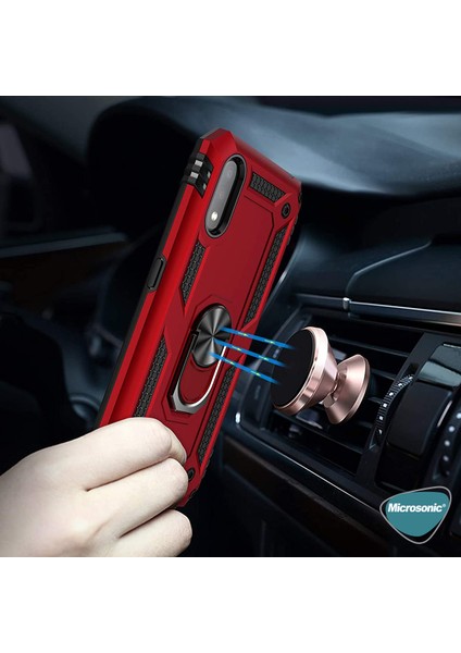 Samsung Galaxy A01 Kılıf Military Ring Holder Siyah