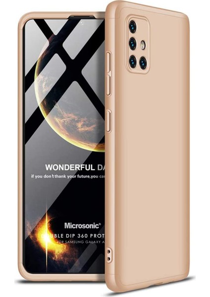 Samsung Galaxy A51 Kılıf Double Dip 360 Protective Gold