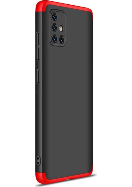 Samsung Galaxy A51 Kılıf Double Dip 360 Protective Siyah Kırmızı