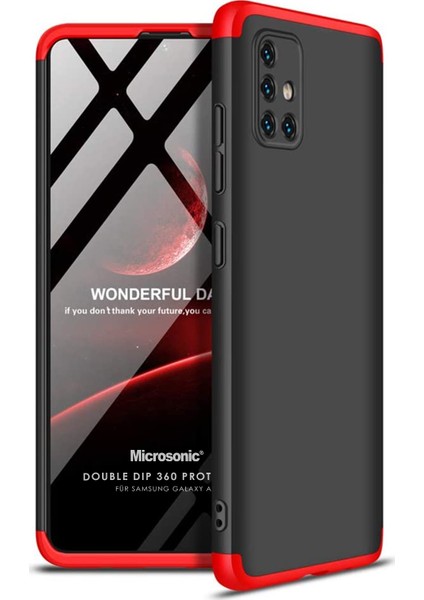 Samsung Galaxy A51 Kılıf Double Dip 360 Protective Siyah Kırmızı