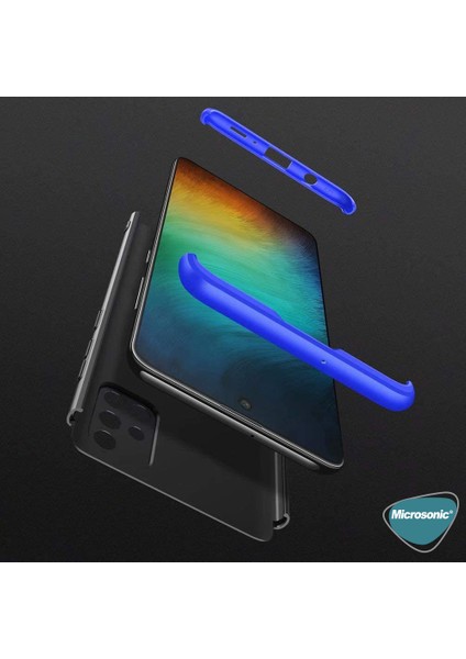 Samsung Galaxy A51 Kılıf Double Dip 360 Protective Siyah Mavi