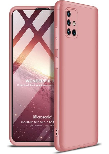 Samsung Galaxy A71 Kılıf Double Dip 360 Protective Rose Gold