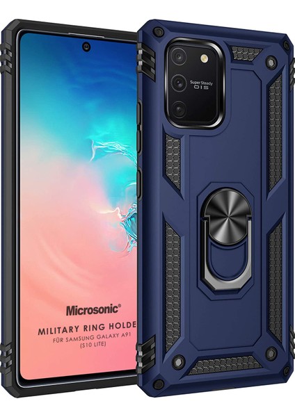 Samsung Galaxy A91 Kılıf Military Ring Holder Lacivert fiyatları