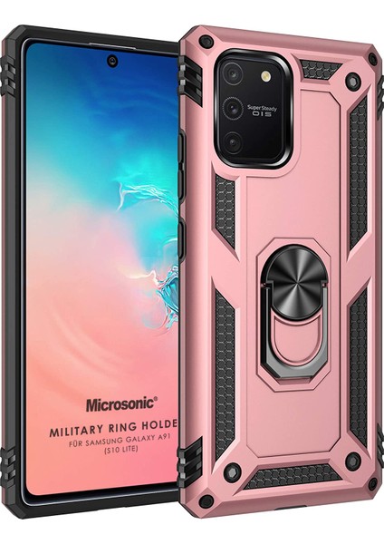 Samsung Galaxy A91 Kılıf Military Ring Holder Rose Gold fiyatları