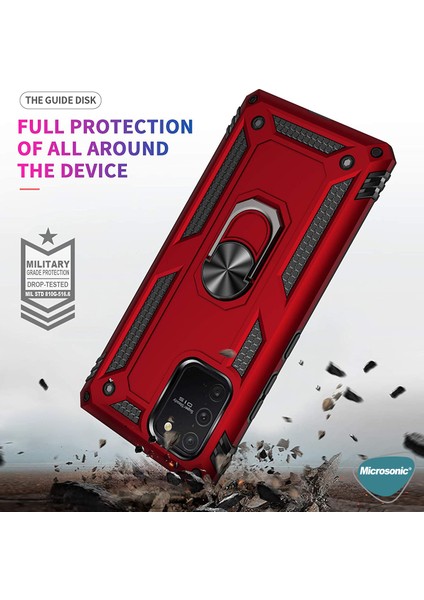 Samsung Galaxy A91 Kılıf Military Ring Holder Rose Gold modelleri