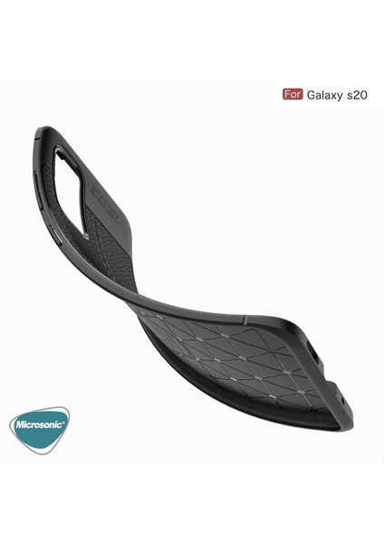 Samsung Galaxy S20 Kılıf Deri Dokulu Silikon Lacivert