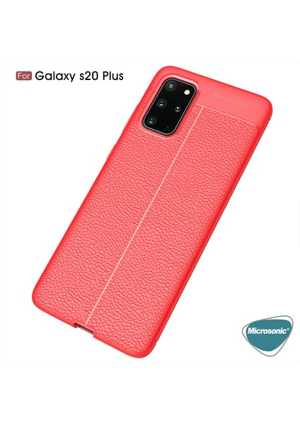 Samsung Galaxy S20 Plus Kılıf Deri Dokulu Silikon Kırmızı