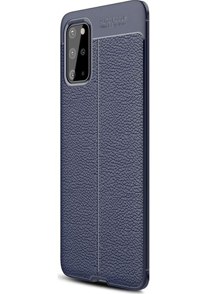 Samsung Galaxy S20 Plus Kılıf Deri Dokulu Silikon Lacivert