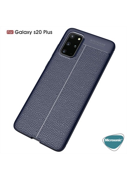 Samsung Galaxy S20 Plus Kılıf Deri Dokulu Silikon Lacivert