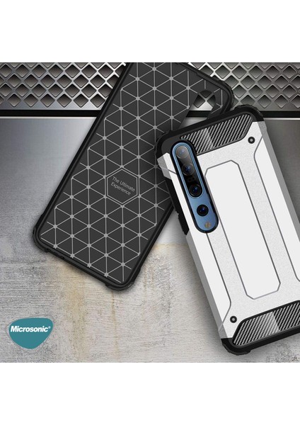 Xiaomi Mi 10 Kılıf Rugged Armor Gümüş