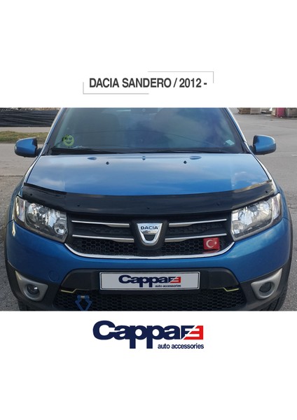 Dacia Sandero Ön Kaput Koruyucu Rüzgarlık Deflektör Akrilik ABS 4mm Parlak Siyah 2012 ve Sonrası