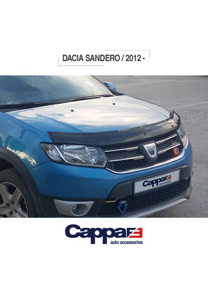 Dacia Sandero Ön Kaput Koruyucu Rüzgarlık Deflektör Akrilik ABS 4mm Parlak Siyah 2012 ve Sonrası