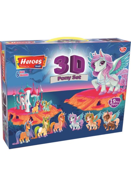 3D Pony Set 6 Renkli Oyun Hamuru ERN-569