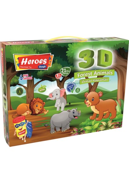 3D Orman Hayvanları 6 Renkli Oyun Hamuru ERN-571