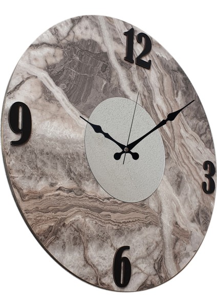 Mermer Desenli Aynalı Duvar Saati