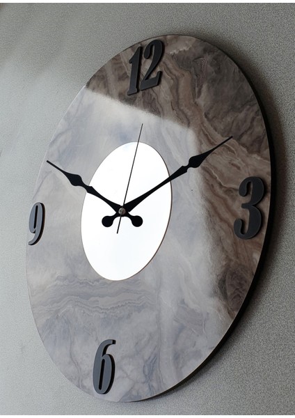 Mermer Desenli Aynalı Duvar Saati modelleri