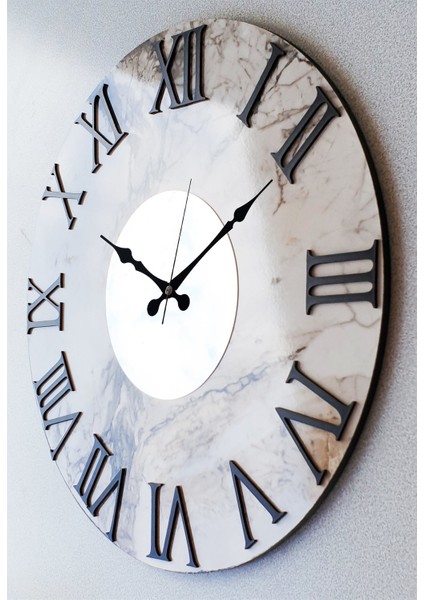 Mermer Desenli Aynalı Duvar Saati modelleri