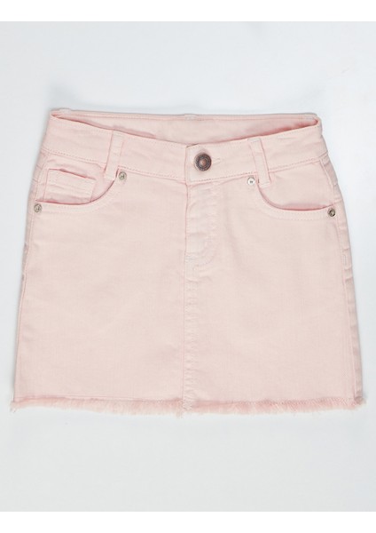 Pembe Denim Mini Kız Çocuk Etek
