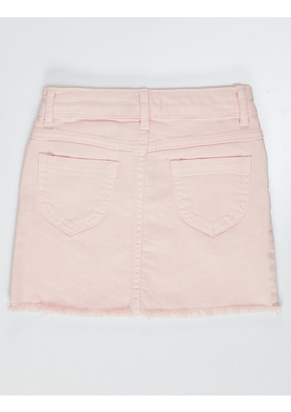Pembe Denim Mini Kız Çocuk Etek