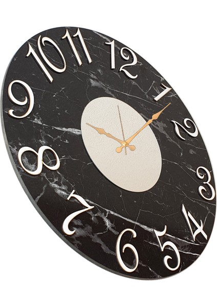 Mermer Desenli Aynalı Duvar Saati