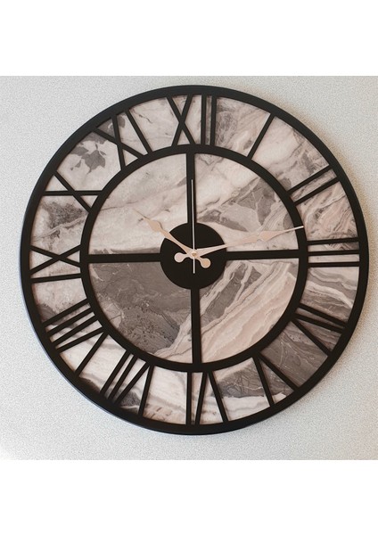 Mermer Desenli Metal Duvar Saati modelleri