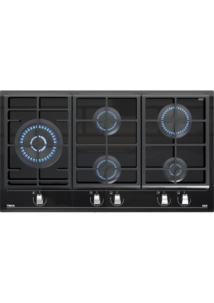 GZC 95320 XBN Ankastre ExactFlame Teknolojili Kristal Wok Gözlü Cam Gazlı Ocak Döküm Izgara Siyah 90 cm 112570066