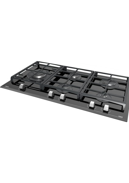 GZC 95320 XBN Ankastre ExactFlame Teknolojili Kristal Wok Gözlü Cam Gazlı Ocak Döküm Izgara Siyah 90 cm 112570066 fırsatları