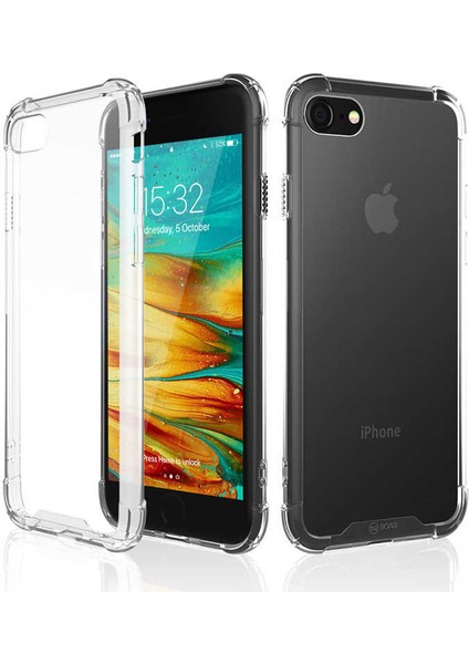 Apple iPhone SE 2020 / iPhone 8 / iPhone 7 Kılıf Köşe Korumalı Darbe Emici Anti Shock Arka Kapak Şeffaf