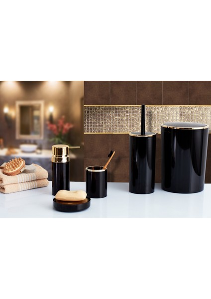 Lenox Banyo Seti Siyah Altın Çerçeveli 5'li