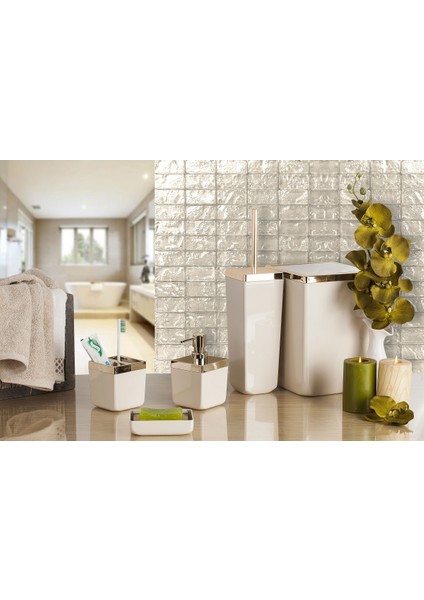 Toskana Banyo Seti Bej Altın Çerçeve 5'li