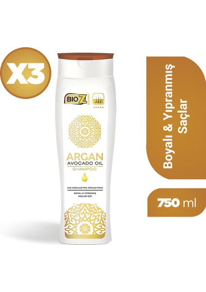 Argan Avakado Proteini Boyalı Saçlar Renk Koruma Şampuanı 250 ml 3 Adet