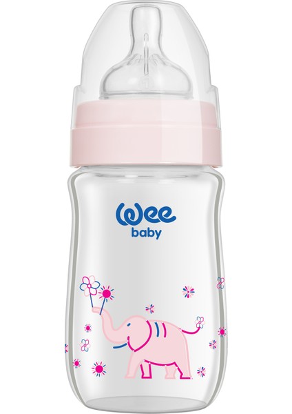 Klasik Plus 180 ML Geniş Ağızlı Isıya Dayanıklı Cam Biberon - Pembe