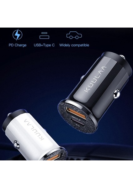 Kuulaa 48W USB + Type-C Çift Çıkışlı Mini Hızlı Araç Şarj Cihazı AL-32044 modelleri