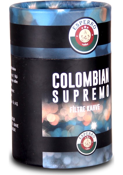 Colombıan Supremo Öğütülmüş Filtre Kahve 80 Gr, Karton Silindir Kutu