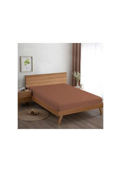 Battal Boy Penye Lastikli Çarşaf 180 x 200 Cm KakaoKahverengi