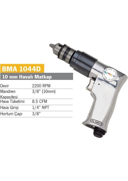 Bma 1044D  3/8” Havalı Matkap 10 mm