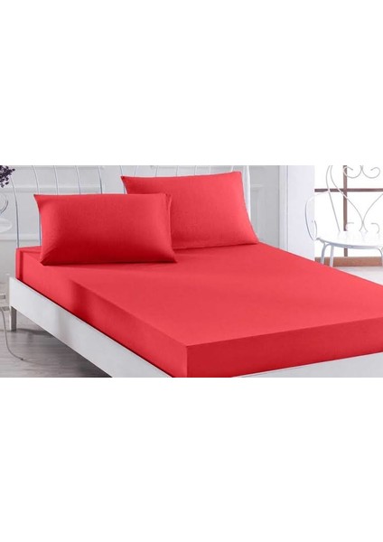Tek Kişilik Penye Lastikli Çarşaf 100 x 200 Cm Kırmızı fiyatları