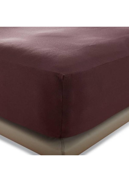 Tek Kişilik Penye Lastikli Çarşaf 100 x 200 Cm Koyu Mürdüm