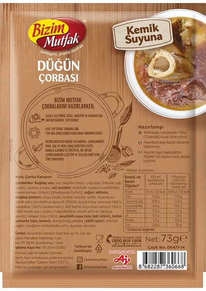 Kemik Suyuna Düğün Çorbası 73 gr 3'lü Paket